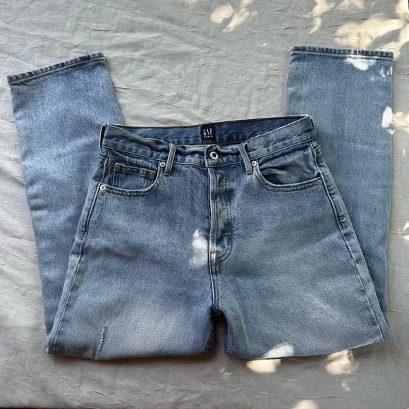 ~Sold~Gap Women's Size 27 High Rise Straight Crop Jeans Medium Indigo - Picture 1 of 7